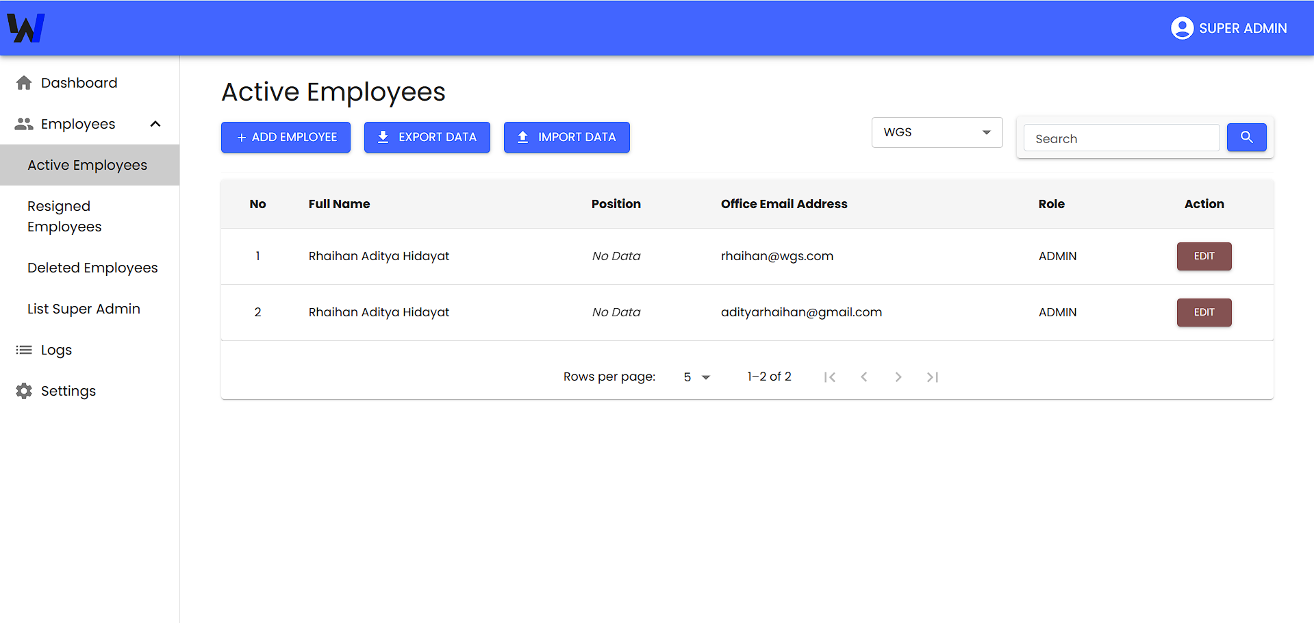 Employee Data Management Website image 4